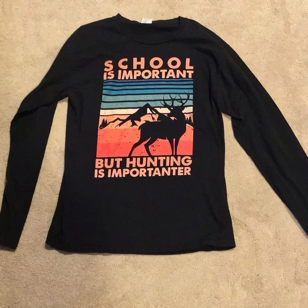Hunting Black Graphic Long Sleeve Tee